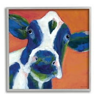 Stupell Industries Cesur Mavi Süt İneği Eğlenceli Soyut Çiftlik Hayvanı, 12, Stephanie Workman Marrott'un Tasarımı