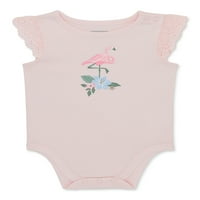 Garanimals Bebek Kız Çarpıntı Kollu Bodysuit, Boyutları 0-24 M