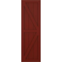 Ekena Millwork 18 W 78 H Gerçek Uyum PVC İki Eşit Panel Çiftlik Evi Sabit Montajlı Panjurlar w Z-Bar, Biber Kırmızısı