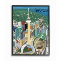Stupell Industries Toronto Kanada Şehir Silüeti Renkli Dönüm Noktası Mimarisi Çerçeveli Duvar Sanatı Tasarımı Carla