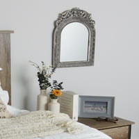 Kemerli Üst Antika Beyaz Duvar Aynası