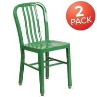 Flaş Mobilya Açık Yemek Sandalyesi - Metal - Set - Kolsuz - Yeşil