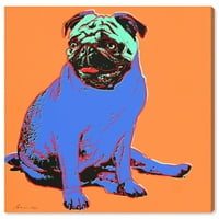Wynwood Stüdyo Hayvanlar Duvar Sanatı Tuval Baskılar 'Doggy Warhol II' Köpekler ve Yavrular-Mavi, Turuncu