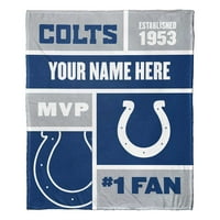 Indianapolis Colts NFL Colorblock Kişiselleştirilmiş İpek Dokunuşlu Battaniye