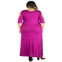 Kadın artı boyutu dirsek uzunluğu kol soğuk omuz Maxi elbise