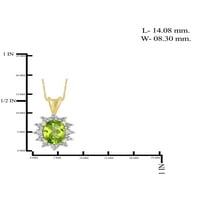 Jewellersclub Karat T.G.W. Peridot Ve Beyaz Elmas Aksan Gümüş Kolye, 18