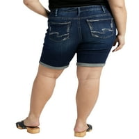 Gümüş Jeans A.Ş. Kadın Artı Boyutu Suki Orta Yükselişi Bermuda Kısa Bel boyutları 12-24