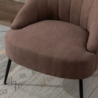 Aukfa Pamuk Keten Kumaş Aksan Sandalye Oturma Odası Yatak Odası için Metal Ayaklı, Kahverengi