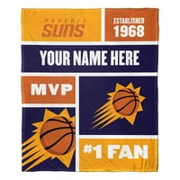 Phoenı Suns NBA Colorblock Kişiselleştirilmiş İpek Dokunmatik Atmak Battaniye