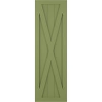 Ekena Millwork 12 W 67 H Gerçek Fit PVC Tek X-Board Çiftlik Evi Sabit Montajlı Panjurlar, Yosun Yeşili