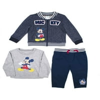 Mickey Mouse Kolej Ceketi, Uzun Kollu Tişört ve Kot Pantolon, Kıyafet Seti