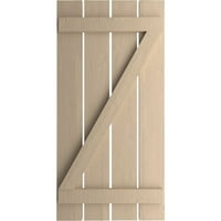 Ekena Millwork 1 2 W 82 H Rustik Dört Tahta Aralıklı Tahta-n-Çıta Kaba Sedir Fau Ahşap Kepenkler w Z-Tahta, Astarlanmış