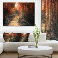 Designart 'Merdiven Kırmızı Sonbahar Ormanı' Manzara Fotoğrafçılığı Tuval Baskı