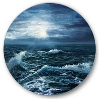 Designart 'Okyanus Dalgalarında Sabah Parıltısı' Deniz ve Kıyı Çemberi Metal Duvar Sanatı - 29 Disk