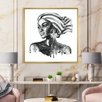 Designart 'Portre Afro Amerikan Kadın XII' Modern Çerçeveli Tuval Duvar Sanatı Baskı