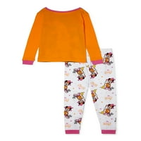 Minnie Mouse Yürümeye Başlayan Kızlar Cadılar Bayramı Snug Fit pamuklu uzun kollu tişört Pijama, 2 Parça PJ Seti