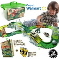 JitteryGit Dinozor Oyuncaklar Boys için Yarış Arabası Parça KÖK Araç Oyun Setleri Çocuklar için Yürümeye Başlayan