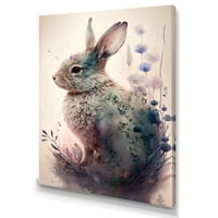 Designart Sevimli Tavşan Çiçek Sanatı IV Tuval Duvar Sanatı