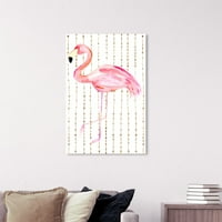 Wynwood Stüdyo Hayvanlar Duvar Sanatı Tuval Baskılar 'Altın Flamingo' Kuşlar-Pembe, Beyaz