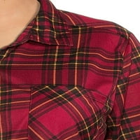 New York Çamaşır kadın Artı Boyutu Ekose Cep Düğmeli Gömlek