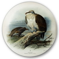 Designart 'Antik Kuş Yaşamı VI' Geleneksel Daire Metal Duvar Sanatı - 29'lu Disk