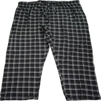 Hanes Erkek Büyük% 100 Pamuklu Salon Pijama Uyku Pantolonu - Baskılar ve Katılar - 3XL-5XL, Siyah Ekose XXXXX