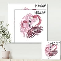 Designart ' Pembe Flamingo Tropikal Yaz II' Tropikal Tuval Duvar Sanat Baskı