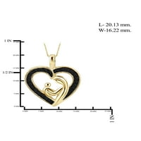 Jewellersclub Siyah Elmas Accent 14 K Altın Gümüş Üzerinde Anne ve Çocuk Kalp Kolye, 18