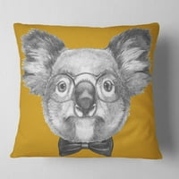 Gözlüklü ve Papyonlu Designart Koala - Çağdaş Hayvan Kırlent - 18x18