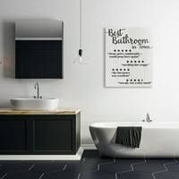 Stupell Industries Beş Yıldızlı Banyo Komik Kelime Siyah Ve Beyaz Dokulu Tasarım Tuval Duvar Sanatı Daphne Polselli