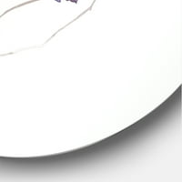 Designart 'Beyaz Üzerine Mor Kır Çiçekleri IV' Geleneksel Daire Metal Duvar Sanatı - 11 Disk