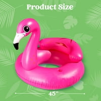 Şişme Flamingo Tüp Havuz Şamandıra, Yaz Havuzu Raft Salonu Yetişkinler ve Çocuklar için Bardak Tutucular Pembe