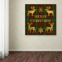 Marka Güzel Sanatlar 'Merry Christmas Ekose 6' Jean Plout tarafından Tuval Sanatı