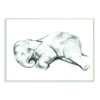Stupell Industries Sevimli Fil Bebek Hayvan Nötr Gri Çizim Tasarım Duvar Plak Daphne Polselli