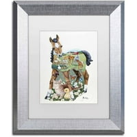 Marka Güzel Sanatlar 'Pony Tails' Tuval Sanat Jenny Newland, Beyaz Mat, Gümüş Çerçeve