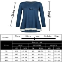 Chama Artı Boyutu Uzun Kollu Bluz Dantel Ekleme Gömlek Kazak Salıncak Tunik Kadınlar için Tops