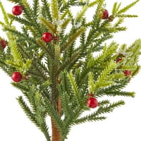 Tatil Zamanı Kırmızı Çilekli Mini Noel Ağacı, 12 Boyunda, 2'li Set