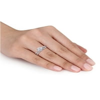 Miabella Kadın 1- CT. Oluşturulan Beyaz Mozanit Gümüş Crossover Nişan Yüzüğü