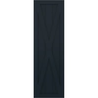 Ekena Millwork 15 W 73 H Gerçek Uyum PVC Tek X-Board Çiftlik Evi Sabit Montajlı Panjurlar, Yıldızsız Gece Mavisi