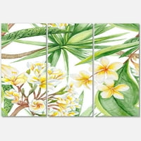 Sarı Çiçekler ve Tropikal Yapraklar Ben Boyama Tuval Sanat Baskı