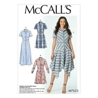 Mccall'ın Dikiş Deseni, Gömme Kemerli ve Etek Ucu Değişkenli Gömlek Elbiselerini Özlüyor-14-16-18-20-22
