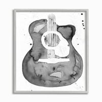 Stupell Sanayi Gitar Soyut Suluboya Desen Boyama Gri Çerçeveli Duvar Sanatı, 14, byAnnie Warren