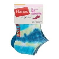 Hanes Originals Kız Çocuk No-Show Çorapları, 6'lı Paket, Beden S-L