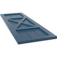 Ekena Millwork 15 W 41 H Gerçek Uyum PVC Merkezi X-Board Çiftlik Evi Sabit Montajlı Panjurlar, Sojourn Blue