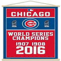 Chicago Cubs - Şampiyonlar Ahşap Manyetik Çerçeveli Duvar Posteri, 22.375 34