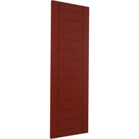 Ekena Millwork 18 W 45 H Gerçek Fit PVC Yatay Çıta Çerçeveli Modern Stil Sabit Montajlı Panjurlar, Biber Kırmızısı