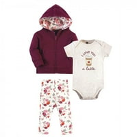 Hudson Bebek Bebek ve Yürümeye Başlayan Kız pamuk kapüşonlu, Bodysuit veya Tee Üst ve pantolon seti, Sonbahar Çiçek