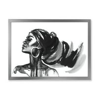 Designart 'Afrikalı Amerikalı Kadının Siyah Beyaz Portresi IV' Modern Çerçeveli Sanat Baskısı