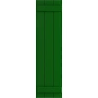 Ekena Millwork 1 8 W 33 H Gerçek Uyum PVC Üç Tahta Birleştirilmiş Tahta-n-Çıta Panjurlar, Viridian Yeşili