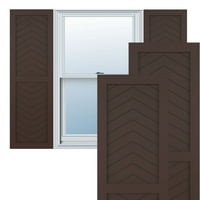 Ekena Millwork 12 W 67 H Gerçek Fit PVC İki Panel Chevron Modern Stil Sabit Montajlı Panjurlar, Kuru Üzüm Kahverengi